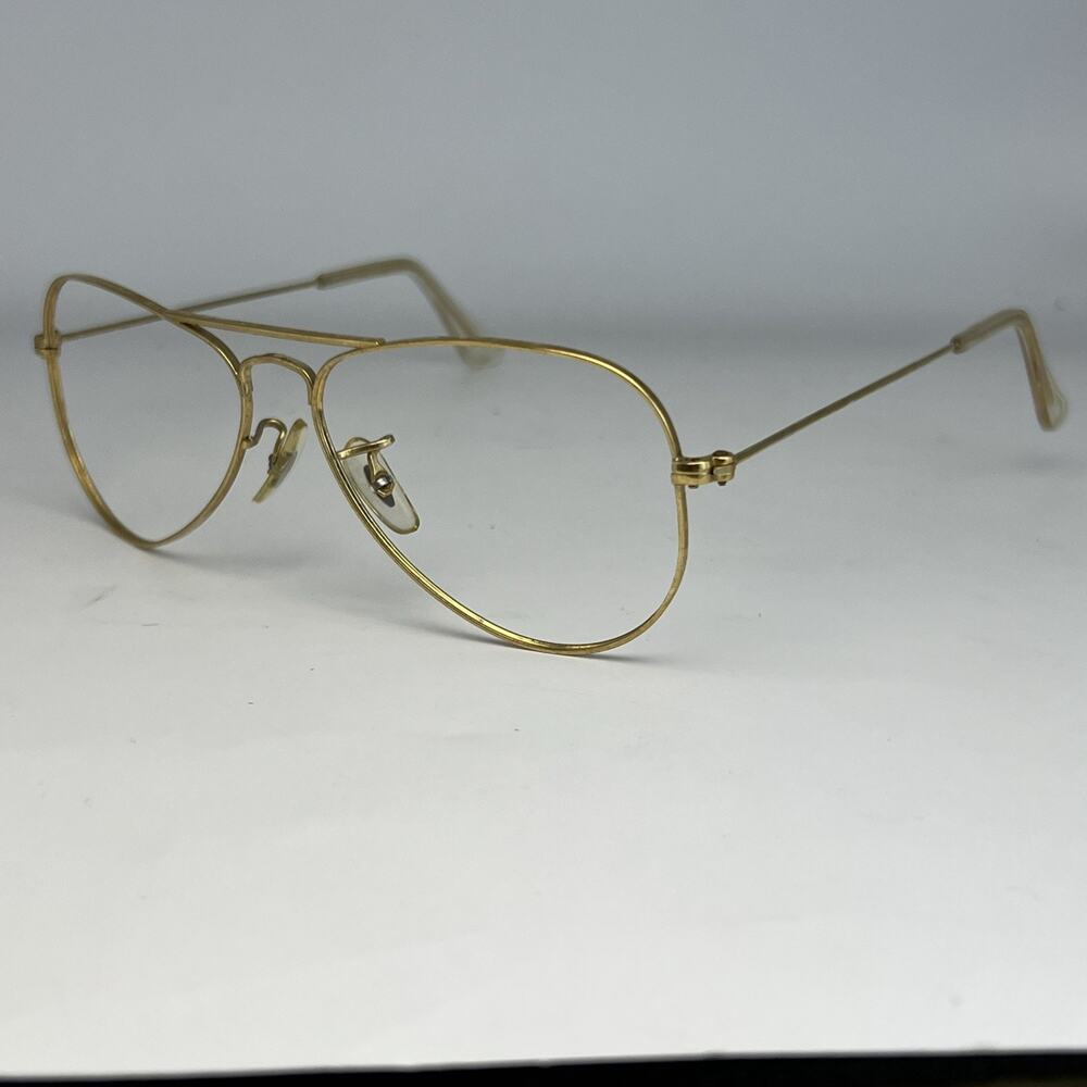 Vtg B&L Rayban Aviator Sunglasses Gold Metal Small 52-14 USA *FRAMES ONLY*